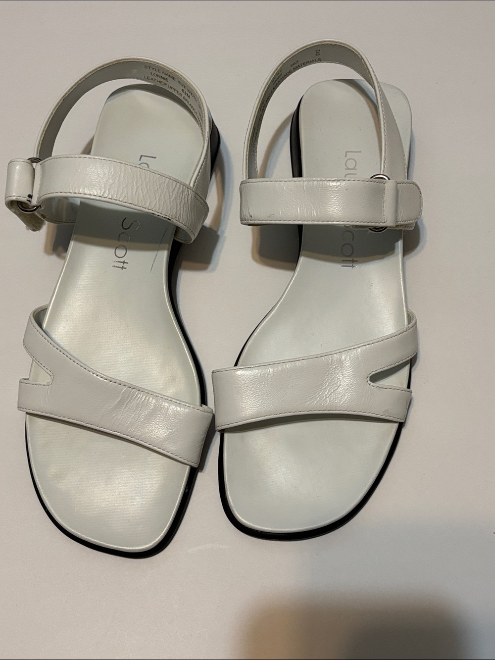 Laura Scott White Leather Strap Sandals size6.5M